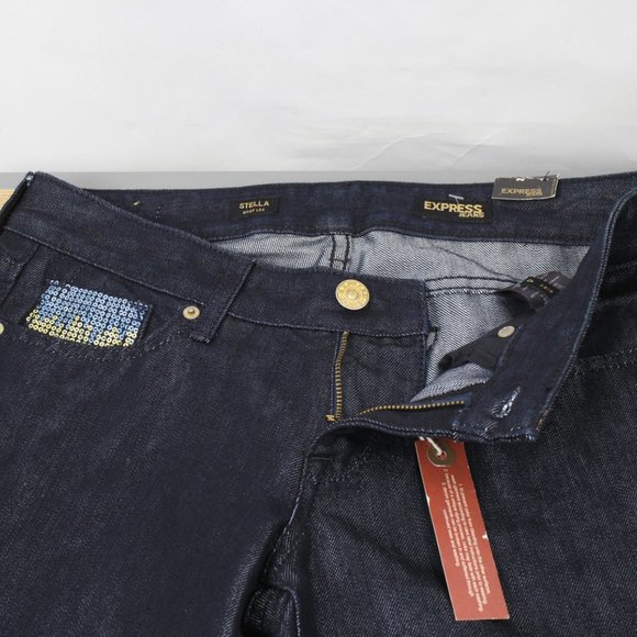 Express Jeans Stella Bootleg 4 (30 X 34) Women's Denim Jeans Dark Wash - Picture 9 of 12